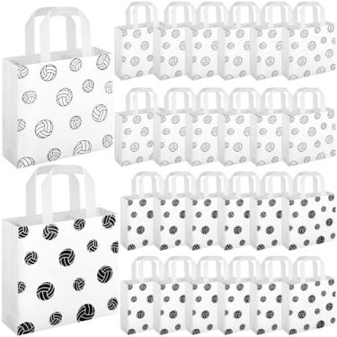 Imagem de Sweetude 24 peças de sacos de presente de voleibol, sacos de lembrancinha esportiva não tecida com alças 22 x 21 cm, embalagem de guloseimas com tema de bola, doces para esportes, aniversário, chá de
