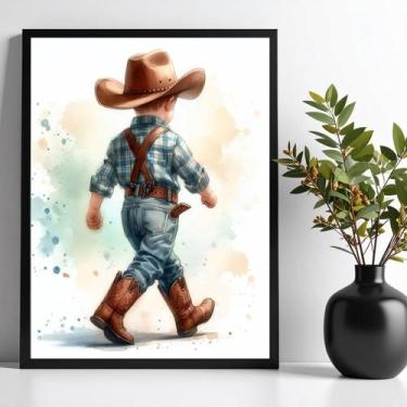 Imagem de Quadro Infantil Menininho Cowboy 33X24Cm - Com Vidro - Quadros On-Line