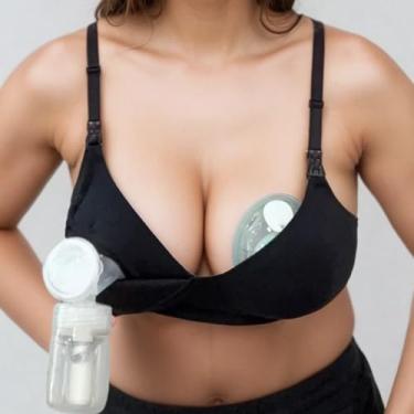 Imagem de Simple Wishes Sutiã de amamentação e mãos livres para bombeamento | Estilo de sutiã camiseta Supermom, Preto, 34D