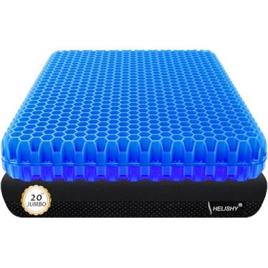 Imagem de Almofada de assento de gel de 50,8 cm para alívio de pressão prolongada - Almofadas de gel jumbo e grossas para cadeiras de escritório - Almofada para alívio da dor no cóccix, ciática e suporte para