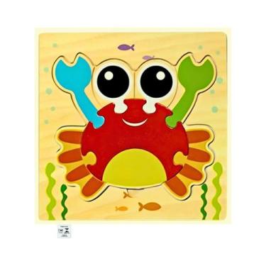 Imagem de Quebra Cabeca MDF Mini 8 Pecas Toymix Caranguejo 15x15x0,3cm Brinquedo