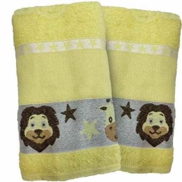Imagem de Kit 2 Toalha De Banho Infantil Amarelo Ponto Cruz Faap - Dugu
