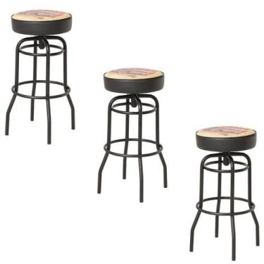 Imagem de Kit 3 Banquetas Texas Estampa Route 66 - GAT MAGAZINE