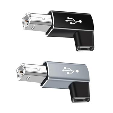 Imagem de Danfetsoy Adaptador USB B para USB C de 90 graus, adaptador fêmea tipo C de 90 graus para impressora, piano elétrico, laptops, sintetizadores, microfones (pacote com 2)
