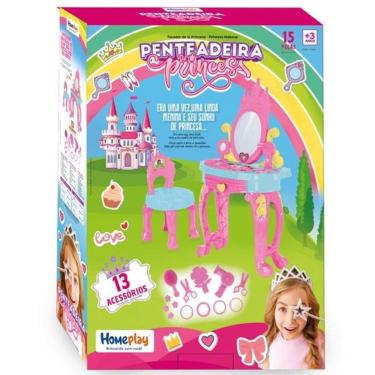 Imagem de Penteadeira Princesa Com Banquinho E Acessórios Infantil - Homeplay