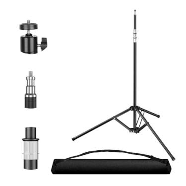 Imagem de EMART Suporte de luz para fotografia 3,2-9,8 pés/100-300 cm tripé dobrável reverso ajustável com bolsa de transporte, design de trava de botão de metal com parafuso de 1/10.2 cm para softbox, estúdio