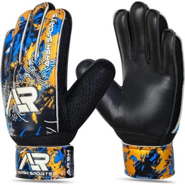 Imagem de Arsh Sports Luvas de goleiro de futebol, luvas de goleiro de futebol para crianças, jovens e adultos, forte aderência nos dedos, proteção de látex de 4 mm (dourado-preto, tamanho 6, adequado para 12 a