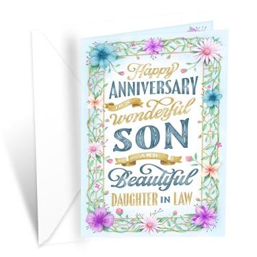 Imagem de Prime Greetings Cartão de aniversário Son & Daughter In Law, Made in America, cartolina grossa com envelope premium embalado em um envelope de apresentação reutilizável, ecológico, 12,7 cm x 19,7 cm
