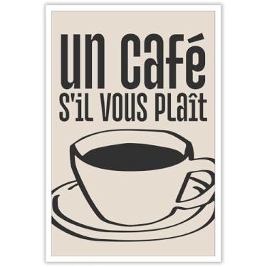 Imagem de JMGHKL Un Cafe S'Il Vous Trança Tema Café Arte de Parede Cozinha Francesa Estética Pôsteres Engraçados Canto Arte Estética Moderna Café Bar Decoração de Parede Para Casa Quarto Dormitório 30 x 40 cm