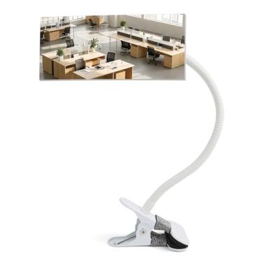 Imagem de StartFine Espelho de segurança com clipe para mesa de escritório cubículo para segurança pessoal espelho retrovisor monitor computador para ver atrás de você (branco 17 x 7,5 cm sem moldura) (espelho