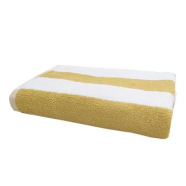 Imagem de USTIDE Toalha de banho listrada branca amarela grossa luxuosa toalha 100% algodão para banho moda spa academia clássico listrado toalhas de banho 1 pacote, 27,5 x 55 polegadas