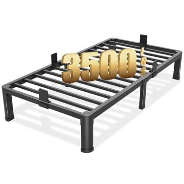Imagem de Yitong Angel Estrutura de cama de solteiro de 25,4 cm com pernas de canto redondo, rolha deslizante de colchão, plataforma de metal resistente de baixo perfil, sem necessidade de mola de caixa