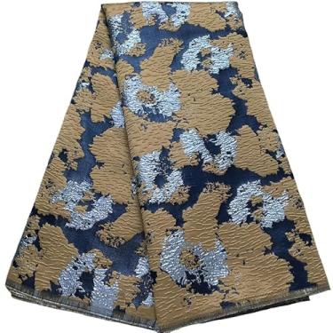 Imagem de KAJURUI Tecido de renda africana 5 metros, tecido de cetim jacquard estampado tie-dye nigeriano para vestido de casamento, traje de festa, costura diária (41885)