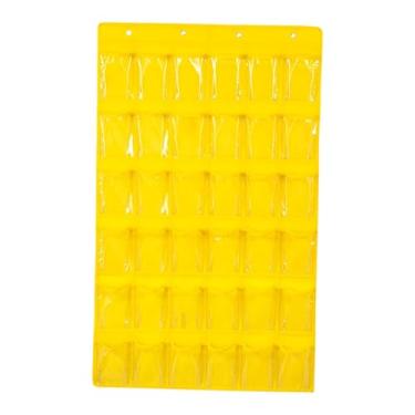 Imagem de Bothyi Quadro de bolso para sala de aula, organizador de parede ou porta, organizador de bolso para cartões multiuso para armário, Amarelo