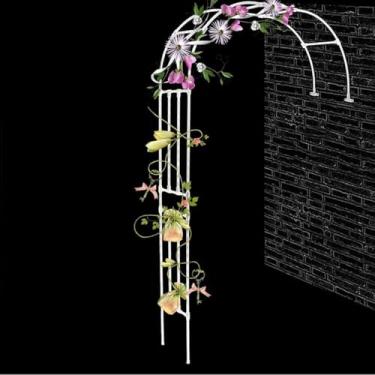 Imagem de Suporte De Metal Meio Arco Para Jardim Pérgola Arbor Estável 5,9 Pés 7,2 Pés 7,8 Pés 8,2 Pés 8,8 Pés 9,8 Pés W Para Plantas Trepadeiras Ao Ar Livre Vária, White, W180xH240x40cm