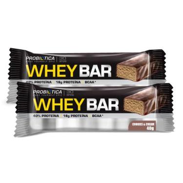 Imagem de Kit 2 Barra de Proteína Whey Bar Probiótica Sabor Cookies & Cream com 