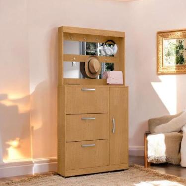 Imagem de Sapateira com Espelheira Porta-Objetos Randi Naturalle - Framar