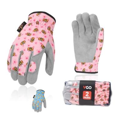 Imagem de Vgo... 2 pares de luvas de jardinagem para crianças de 3 a 4 anos, luvas de trabalho de quintal infantis, luvas macias de segurança para brincar ao ar livre (tamanho PP, azul e rosa, KID-MF7362)