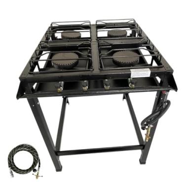 Imagem de Fogão Industrial 4 Bocas Alta Pressão, FERRO FUNDIDO, 68x65x80 cm, Base Removível, Pés de Borracha