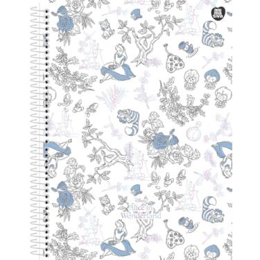 Imagem de Caderno Universitário 10 Matérias Animativa Alice no País das Maravilhas - 160 folhas, Capa Dura, Adesivos, 60207