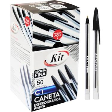 Imagem de Caneta Esferográfica KIT C1 Preta 0.7 mm – Ponta Fina, Escrita Suave e Precisa – caixa com 50 unidades.
