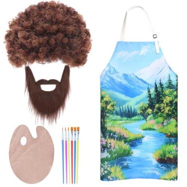 Imagem de Traje Kyson 80's Painter com peruca afro e conjunto de pincéis de pint