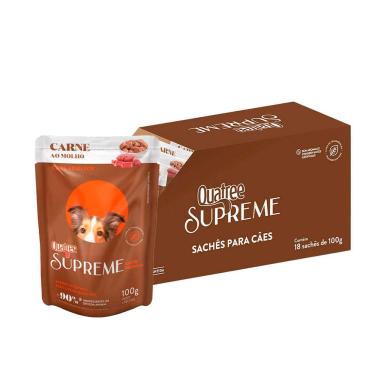 Imagem de Kit 18un. Ração Úmida Quatree Supreme Para Cães Adultos Carne 100g