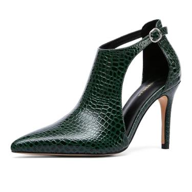 Imagem de NEWBELLA Sandália feminina fechada no peito do pé – Sandálias de salto fino com salto agulha, salto alto casual versátil para uso diário e deslocamento, Verde, 41