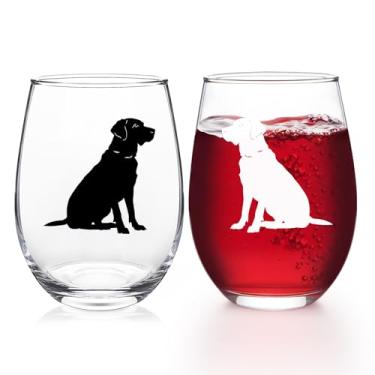 Imagem de Futtumy Conjunto de 2 taças de vinho Labrador Retriever, presentes de labrador retriever, presentes para amantes de cães para mulheres, presentes para amantes de cães para Natal, aniversário, dia das
