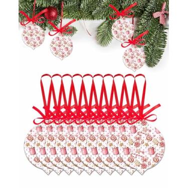 Imagem de Enfeites de Natal, enfeite de biscoito de bengala doce para Natal, laço rosa, café, acessórios decorativos para casa, 10 peças