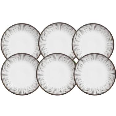 Imagem de Jogo De Pratos Fundo Cerâmica 25Cm Kit 6 Peças Haya Alleanza