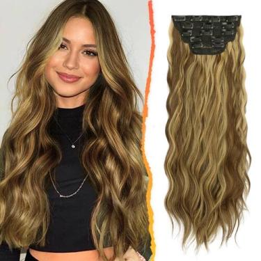 Imagem de Extensões de cabelo Clip-in BARSDAR Highlight 50 cm, marrom dourado