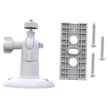 Imagem de oshhni Suporte para câmera de segurança externa com parafusos, acessório de suporte resistente para câmera de vigilância para ambientes internos e externos, Branco