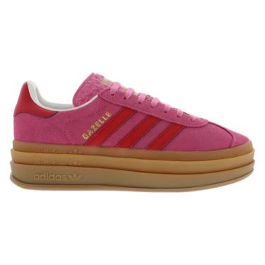 Imagem de adidas Gazelle Bold J Tênis infantil grande, Goma rosa e vermelha, 37 BR