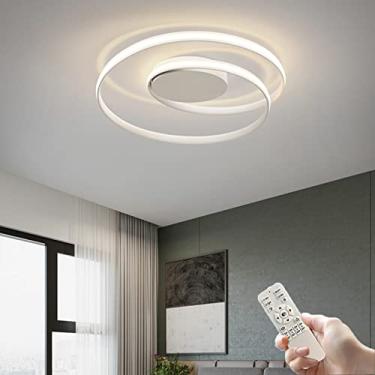 Imagem de Luminárias de teto LED em formato de anel, luz de teto semi-embutida regulável com controle remoto, luminária de sala de jantar romântica de 19,7 polegadas, moderna para quartos