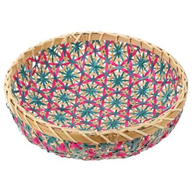 Imagem de Cabilock Cesta decorativa de bambu para armazenamento de frutas e lanches, organizador feito à mão para cozinha, banheiro e decoração de casa