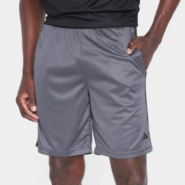 Imagem de Short Adidas 3 Listras Masculino, Cinza, Preto, M