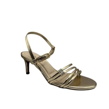 Imagem de Sandália Feminina Casual Salto Fino Médio Bebecê T6080-355 (Dourado, BR, Adulto, Numérico, 33)