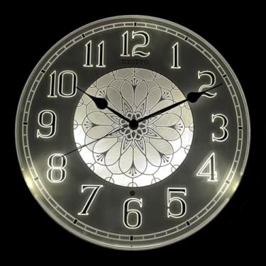 Imagem de eYotto Relógio de parede com luz noturna para quarto, relógios de parede iluminados operados por bateria que brilha no escuro relógio para casa, sala de estar, cozinha, escritório, tela grande fácil