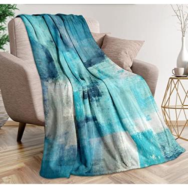 Imagem de Cobertor cinza azul-petróleo arte abstrata turquesa ultra macio aconchegante cobertor de flanela leve moderna cobertor para sofá roupa de cama decoração de casa (cinza turquesa, 203 cm C x 152 cm)