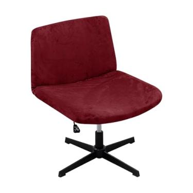 Imagem de Kitegrese Capas de cadeira de escritório com pernas cruzadas elásticas, capa larga para assento de escritório moderna, giratória, para sala de estar e quarto (bordô)