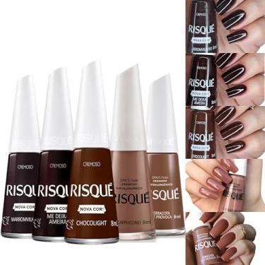 Imagem de Kit 5 Esmaltes Risqué Cores Cremosas Tons Terrosos Marrom Nude Esmalte (5 Cores)