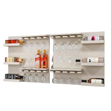 Imagem de 2 Adegas Vinho Barzinho Grande Decoração Mdf Bebidas(Off White)