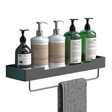 Imagem de WYUYIWH Suporte de chuveiro sem perfuração Prateleiras de chuveiro adesivas antiferrugem para espaço de parede de alumínio para cozinha banheiro - Preto_B1 camada 50 cm