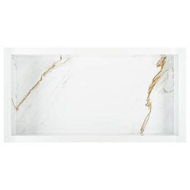 Imagem de Nicho em Porcelanato para Banheiro - (Calacata) 60x30x8 cm, Resistente à Ferrugem, Moderno, Montagem em Parede