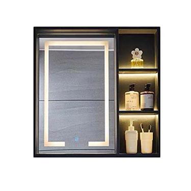 Imagem de Espelho de banheiro Armário de parede com toque inteligente de luz armário de neblina transparente com prateleiras armário de armazenamento adequado para banheiro (tamanho: 120 cm/42,7 polegadas)