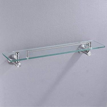 Imagem de WYUYIWH Prateleira de vidro de banheiro Prateleira de vidro de banheiro retangular de aço inoxidável 304 montada na parede de camada única suporte de chuveiro de vidro temperado espesso espelho