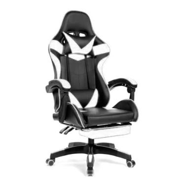 Imagem de Cadeira Gamer Ergonômica Reclinável Giratória Confortável Com Apoio de Pe Cor:Branco