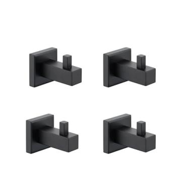 Imagem de Toalheiro duplo preto fosco suporte para copo gancho de toalha de aço inoxidável acessórios de banheiro suporte de papel escova de vaso sanitário, suporte de papel A (4 peças de gancho)