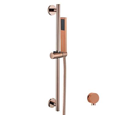 Imagem de WYUYIWH Cabeça de chuveiro ouro rosa, quadrado universal G1/2 polegada chuveiro de mão, chuveiro de mão montado na parede, fácil de usar